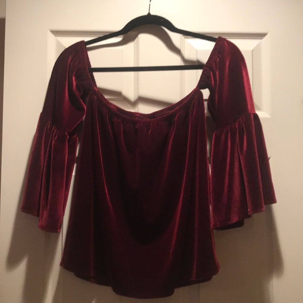 Off shoulder velvet top
